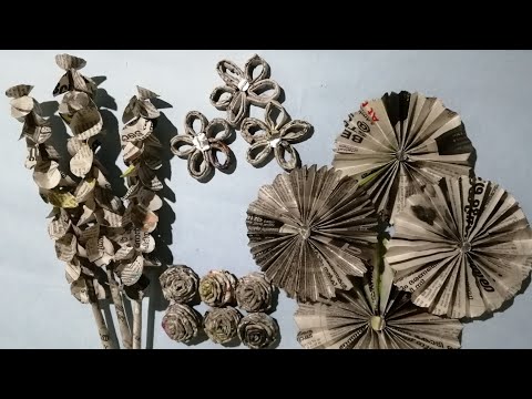 DIY 4 beautiful different news paper flower ||newspaper craft|| different flower||Shizan's world