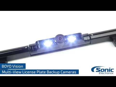 Chrome License Plate Frame Rearview Backup Camera w/LED Lights-video