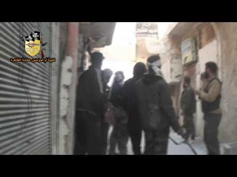 أصوات الاشتباكات الدائرة بين عناصر كتيبة أم المؤمنين عائشة الطاهرة وقوات النظام في بلدة البويضة في ريف دمشق