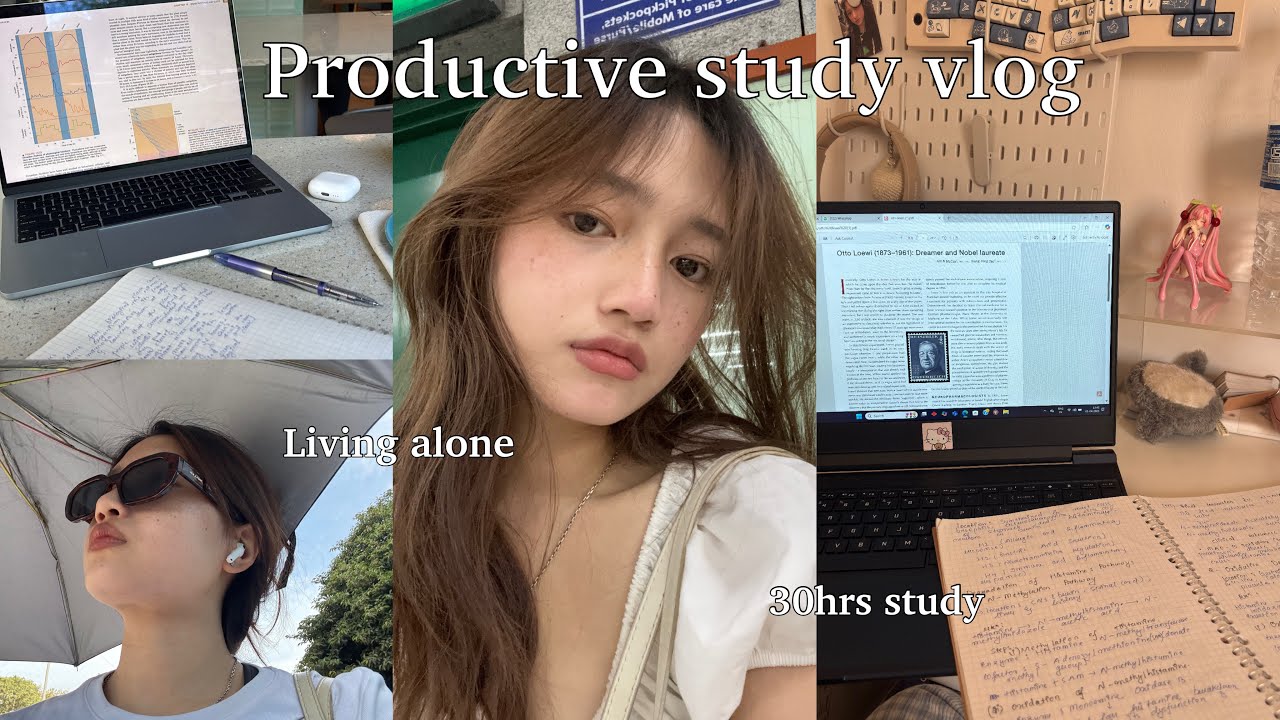 30 hrs study vlog 🍵| productive vlog , library study , cafe ☘️