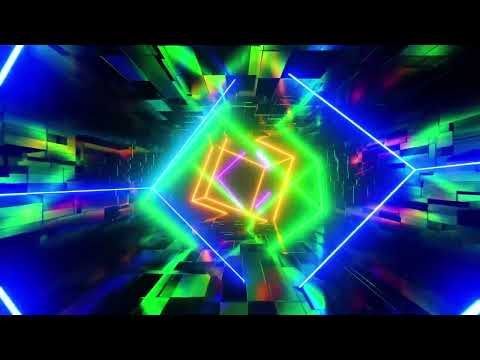 "Neon Cubes 4K Screensaver: Relaxing Tunnel Flight for 5 Hours of Infinite Looping Bliss"