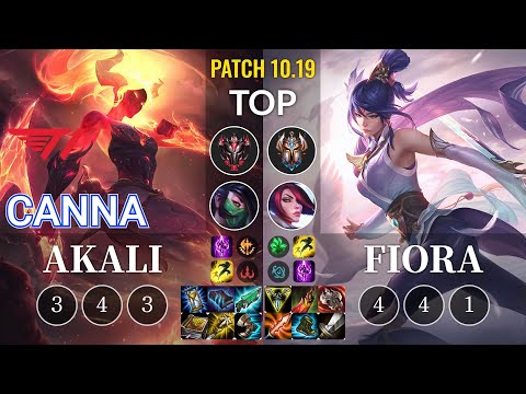 T1 Canna Akali vs Fiora Top - KR Patch 10.19
