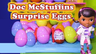 Assistant opens 30 Doc McStuffins Surprise Eggs