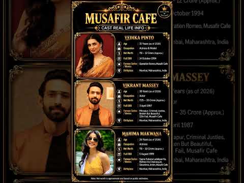 Musafir Cafe Stars in Real Life 😍 Vikrant Massey, Vedika Pinto & Mahima Makwana #shorts #ytshorts