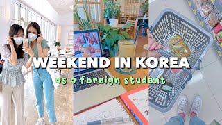 Weekend in Korea as a student: studying in a café, grocery shopping, trip to the lake & yummy food