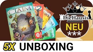 CLAIM 1+2 und 3x Erweiterungen | Unboxing (2020) (GAME FACTORY) | deutsch