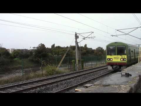 Booterstown HD-Irish Rail 8510 class dart no.8615 passes by the coast heading to Bray