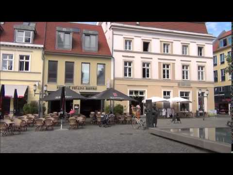 Walking in a pedestrian street in Greifswald-Germany