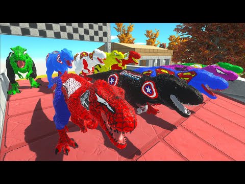 Jurassic World Evolution T-rex Superhero Vs Tyrannosaurus rex Race Championship Marvel