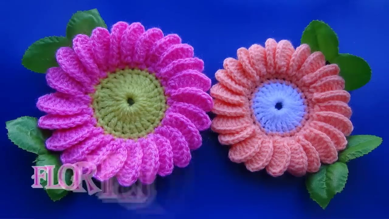 Flor N° 6 tejido a crochet a ganchillo: Flor Margarita paso a paso fácil de tejer