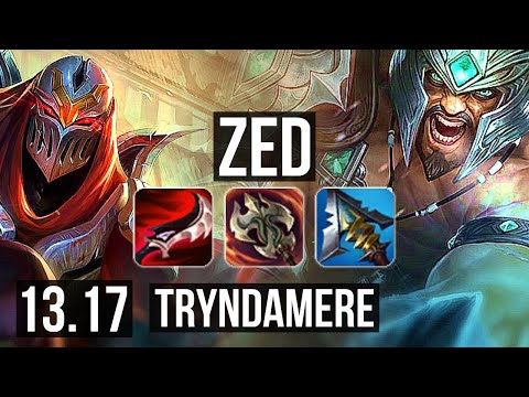 ZED vs TRYNDAMERE (MID) | 70% winrate, 6 solo kills, 14/2/4, Godlike | EUW Master | 13.17