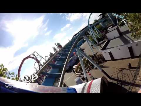 Shock Wave Stand Up Roller Coaster Front Seat POV - Drayton Manor Theme Park - On Ride & Off Ride