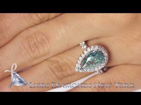 FD-098 - 3.91 Carat Fancy Blue Pear Shape Natural Diamond Engagement Ring 14k White Gold