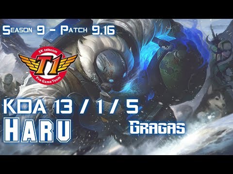 SKT T1 Haru GRAGAS vs KAYN Jungle - Patch 9.16 KR Ranked