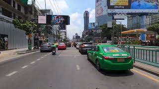 4K Bangkok Drive - Downtown Bangkok Driving Tour - 30/April/2022 | Motorcycle Taxi Ride