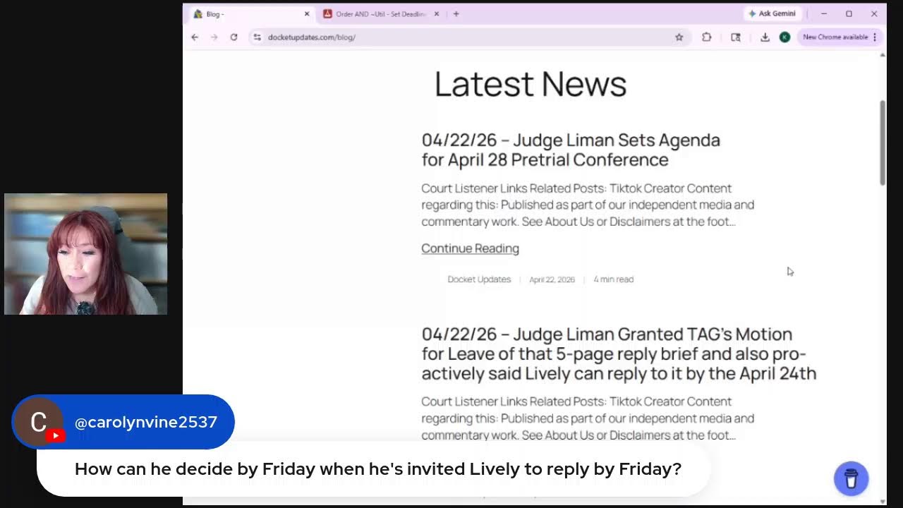 NEW Lively V Wayfarer #1372 & #1373 *CORRECTION - BL's Motion for Leave which is in Docket #1362