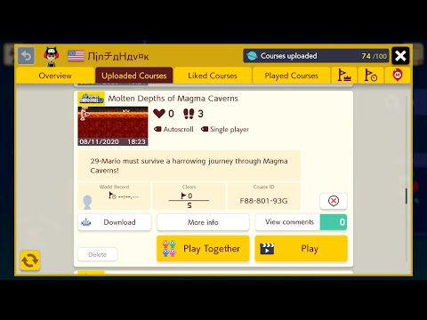 29 Molten Depths of Magma Caverns - Course ID: F88-801-93G - Super Mario Maker 2