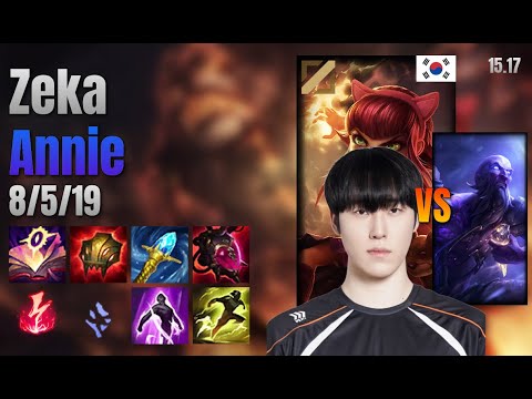 Zeka Mid Annie vs Ryze lol KR solo rank Full Game 15.17 | 제카 애니 vs 라이즈