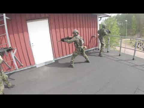 Finnish SOF repel from helicopter and conduct CQB exercises.