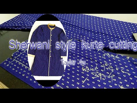 Sherwani style kurta cutting |how to cutting kurta |Front button kurta Video