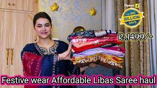 Flipkart Affordable Branded (Libas) festive wear saree haul @PoojaRikichoyal 