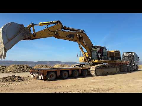 Transporting The Cat 385C Excavator From Construction To Mining Site - Fasoulas Heavy Transports 4K