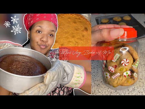 Mini Vlog: Holiday Bake with Me (Vanilla Cake, Chocolate Cake & M&M Cookies)