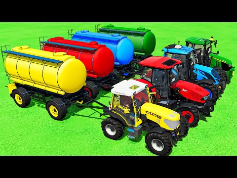 JOHN DEERE vs VALTRA vs ZETOR vs RIGITRAC TRACTORS & FUEL TANKS PARKOUR - Farming Simulator 22