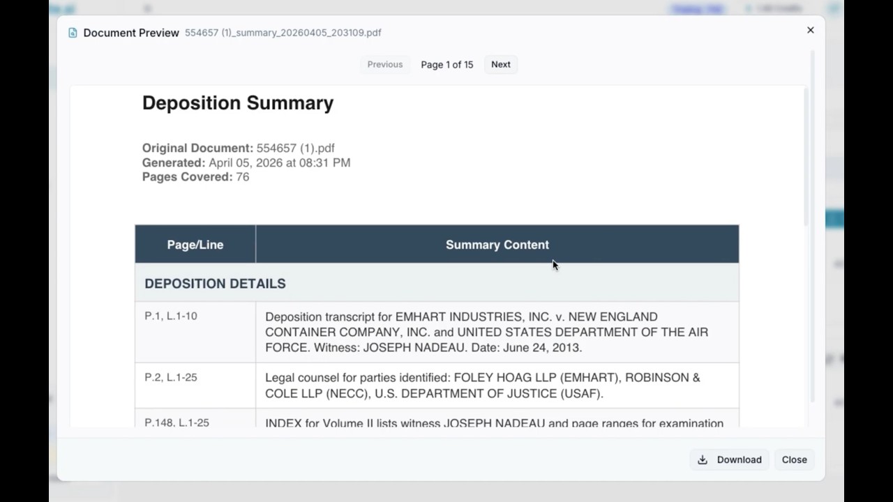 Deposition Summarizer