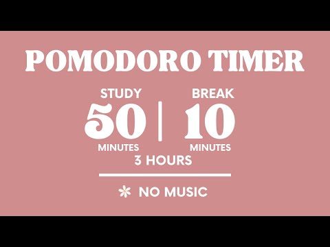 STUDY WITH ME FOR 3 HOURS  | 50 MINS STUDY / 10 MINS BREAK | NO MUSIC | WITH ALARMS