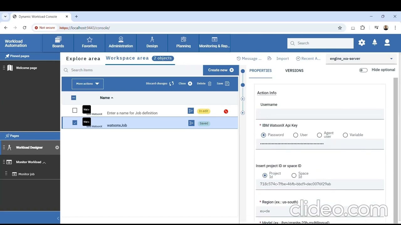 How to use IBM WatsonX integration with Workload Automation