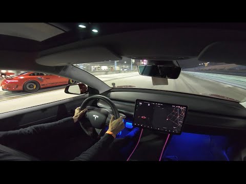 Model 3 Performance CRUSHES the 1/8th drag strip! | Model 3 vs GT3 RS!! | Fast Lane Friday!