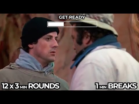 12 Rounds Boxing Timer 12 x 3 with 1 min Breaks / Workout music - Rocky training medley