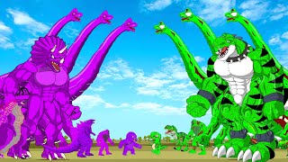 Dinosaur Cartoon Video| Green vs Purple T-rex- Trip To Jurassic World | Angry Dinosaurus