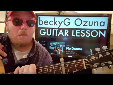 How To Play No Drama on Guitar Becky G & Ozuna // easy guitar tutorial beginner lesson easy chords