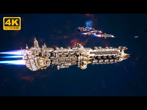 Imperial Navy vs Tau Merchant Fleet - Skalgrim Mod - 4K Quality - Battlefleet Gothic Armada 2