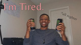 living alone vlog | pulling an all nighter, working, & energy drinks