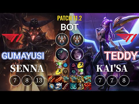 T1 Gumayusi Senna vs T1 Teddy Kai'Sa Bot - KR Patch 11.2