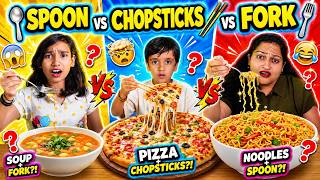 Download lagu Spoon vs Chopsticks vs Fork Challenge! 🍴🥢🍕🥄 mp3