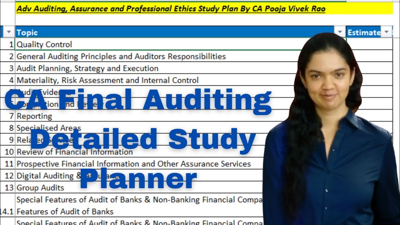 Advanced Auditing Assurance And Professional Ethics | Detailed Study Planner | CA Final