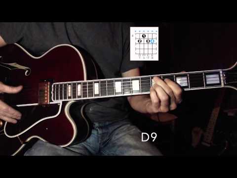 Jazz Guitar - Blues Chords Progression 12 bars - Chord Shapes - Chromatic approach
