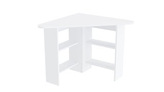 Corner Computer Desk with Shelves - White