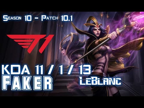 T1 Faker LEBLANC vs LISSANDRA Mid - Patch 10.1 KR Ranked
