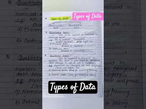 Types of Data 1)Quantitative Data  2)Qualitative Data Statistics #education #statistics #data data