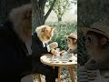 Fluffy Cat In A Tux Vs Monkey With Sunglasses
