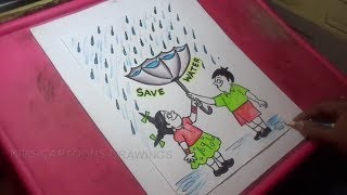 How to Draw Save Water Poster Color Drawing for kids