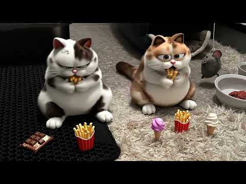My Cats Katza & Aggro Klaus Go Crazy With Junk Food 🍔🍟🍫| Funny AI Animation Pixar Like| Jaina Nice