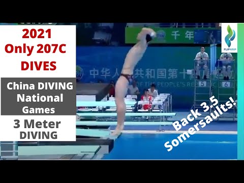 2021  207C Dive - mens 3 meter diving -  3.5 Somersaults - China Diving National Games -
