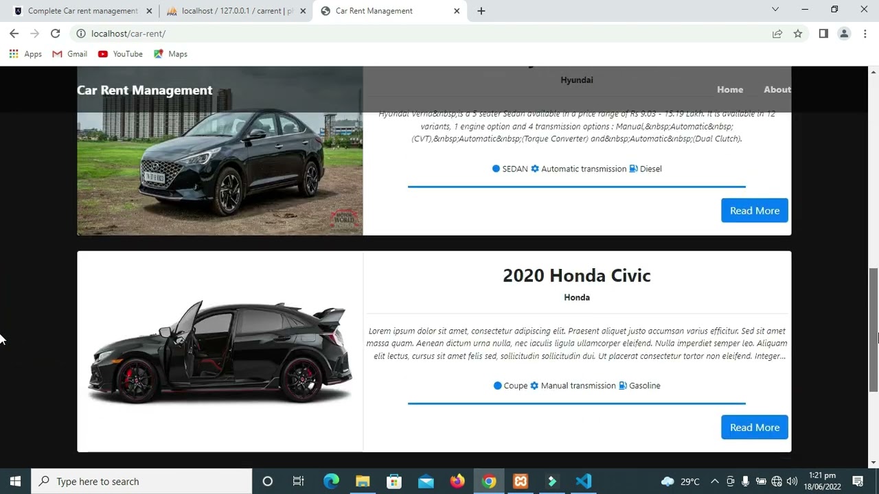 Complete car rent management system script using php mysql