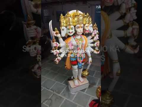 Painted hindu marble panchmukhi hanuman statue, size: 1 feet...